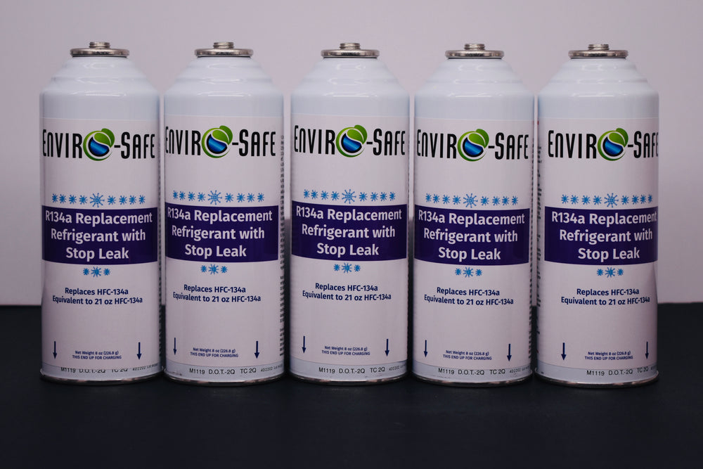 Enviro-Safe R134a Replacement Refrigerant with Stop Leak – 5 Can(s), 8 oz Each | Better Cooling, Lower Cost, Leak Protection