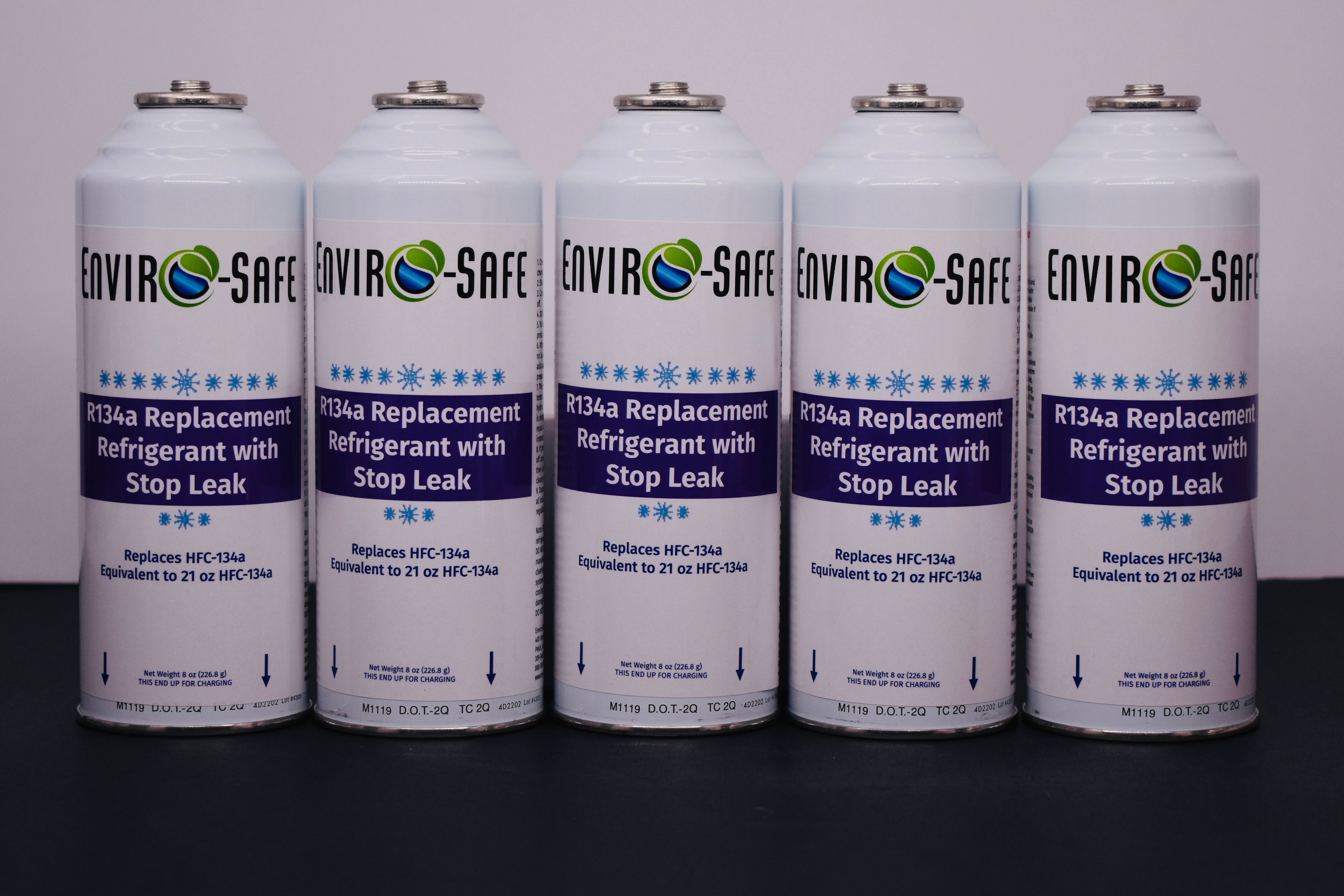 Enviro-Safe R134a Replacement Refrigerant with Stop Leak – 5 Can(s), 8 oz Each | Better Cooling, Lower Cost, Leak Protection