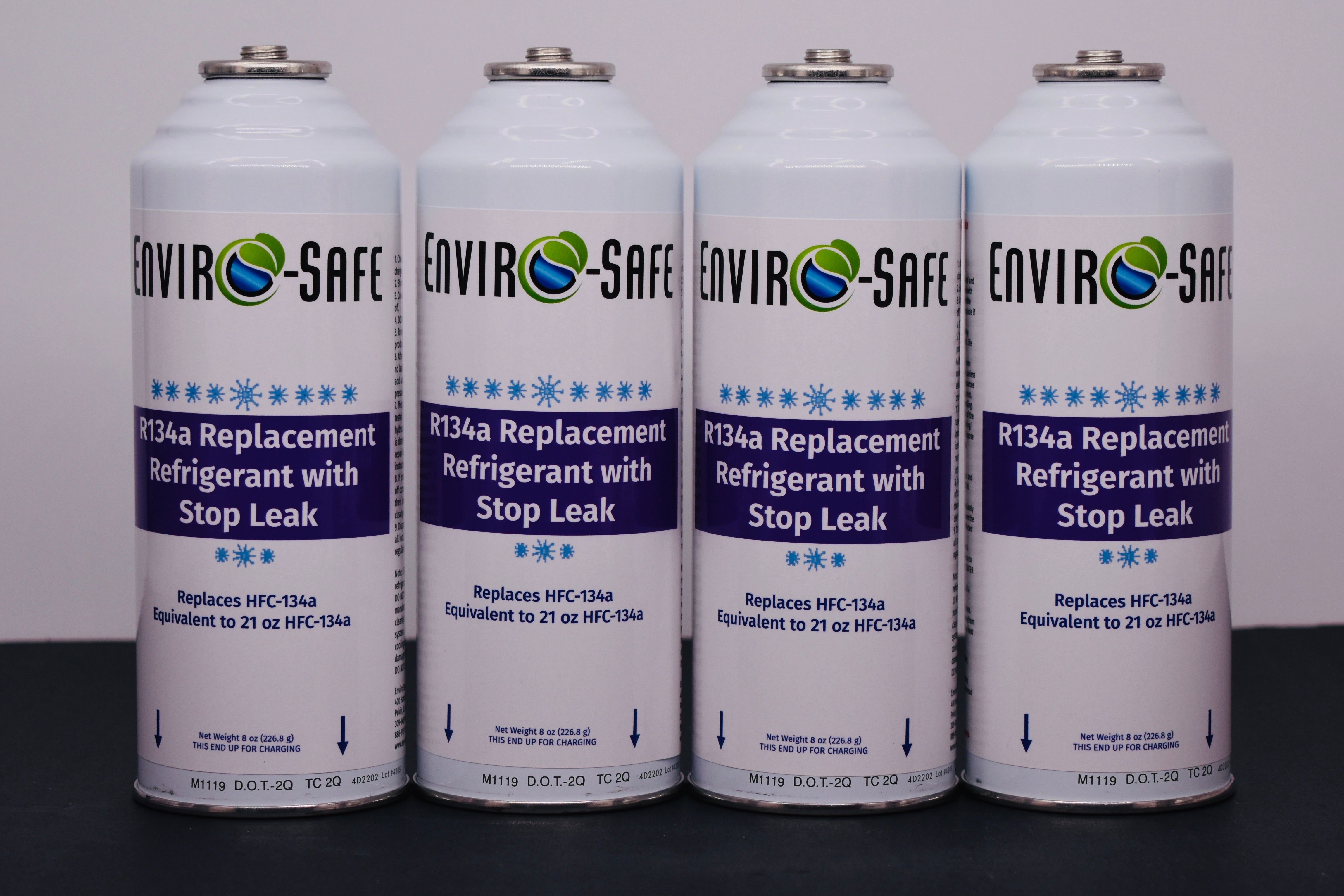 Enviro-Safe R134a Replacement Refrigerant with Stop Leak – 4 Can(s), 8 oz Each | Better Cooling, Lower Cost, Leak Protection
