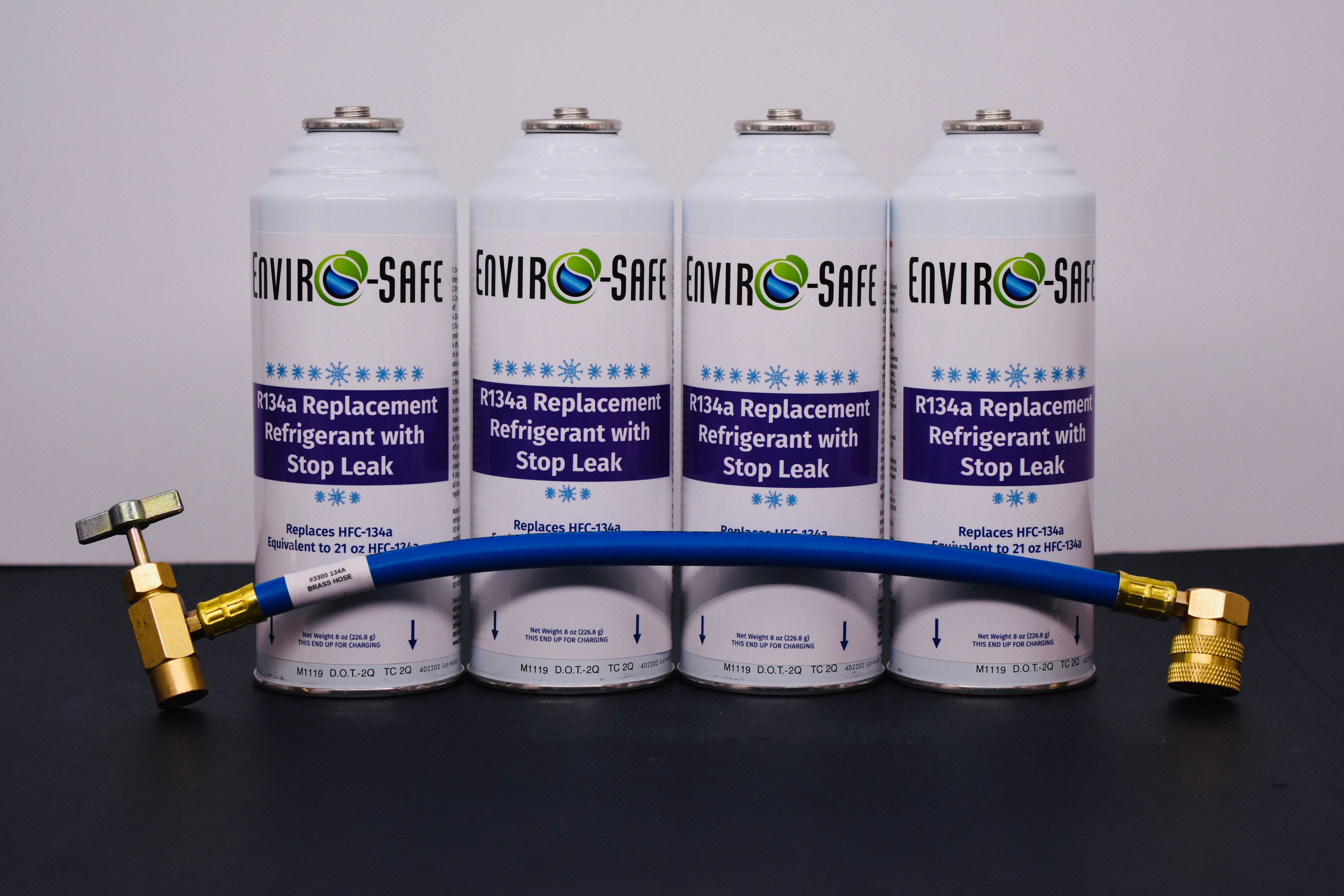 Enviro-Safe R134a Replacement Refrigerant with Stop Leak – 4 Can(s), 8 oz Each | Better Cooling, Lower Cost, Leak Protection
