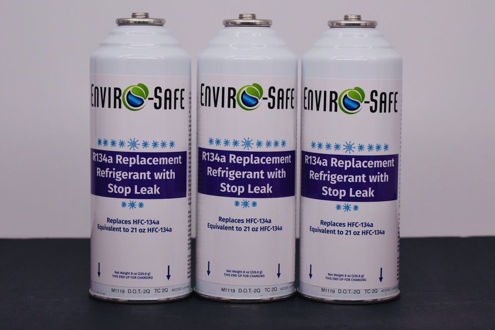 Enviro-Safe R134a Replacement Refrigerant with Stop Leak – 3 Can(s), 8 oz Each | Better Cooling, Lower Cost, Leak Protection