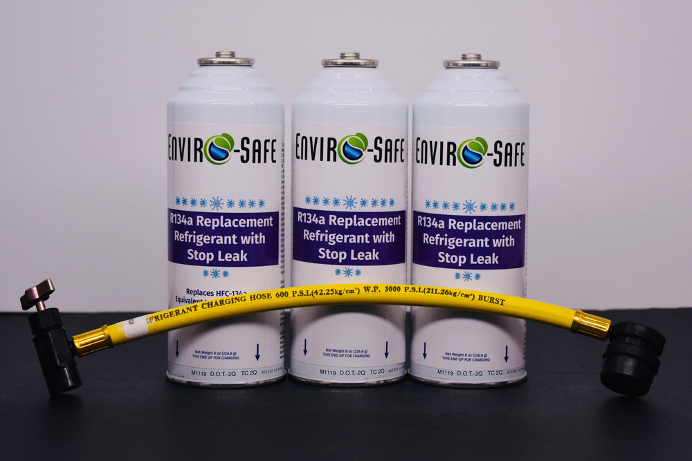 Enviro-Safe R134a Replacement Refrigerant with Stop Leak – 3 Can(s), 8 oz Each | Better Cooling, Lower Cost, Leak Protection