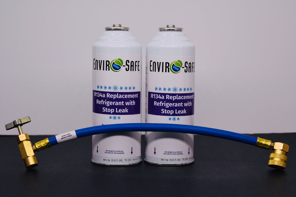 Enviro-Safe R134a Replacement Refrigerant with Stop Leak – 2 Can(s), 8 oz Each | Better Cooling, Lower Cost, Leak Protection