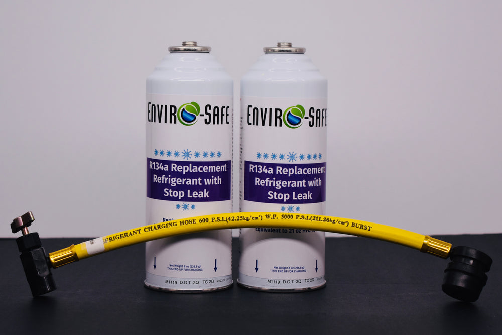 Enviro-Safe R134a Replacement Refrigerant with Stop Leak – 2 Can(s), 8 oz Each | Better Cooling, Lower Cost, Leak Protection